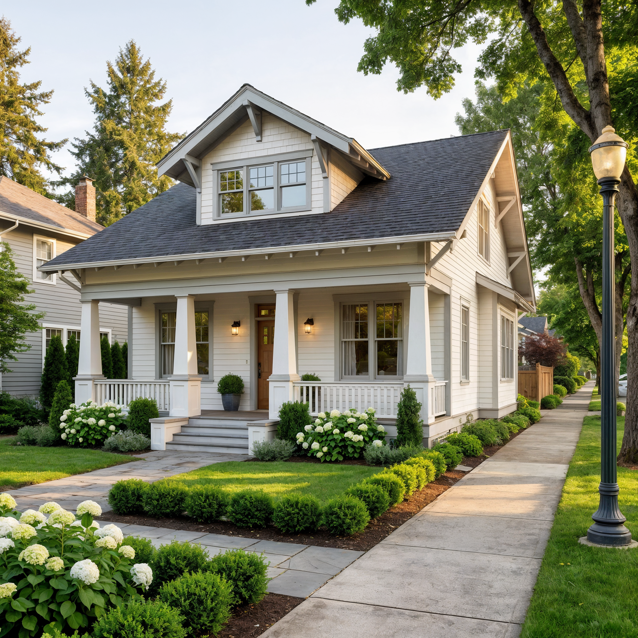 Exterior color rendering of a bungalow